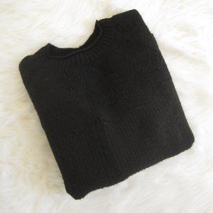 Talbots Women's Black Crew Neck Sweater Size L Wool Alpaca Blend Super Soft